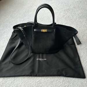 DeMellier The New York Midi Tote, Black Suede